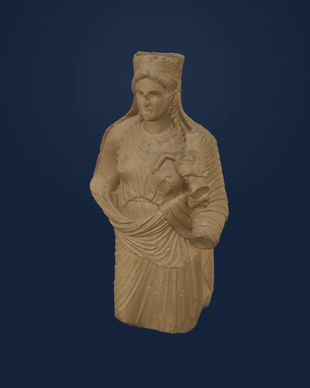 Aphrodite Holding Winged Eros, Limestone — Ancient