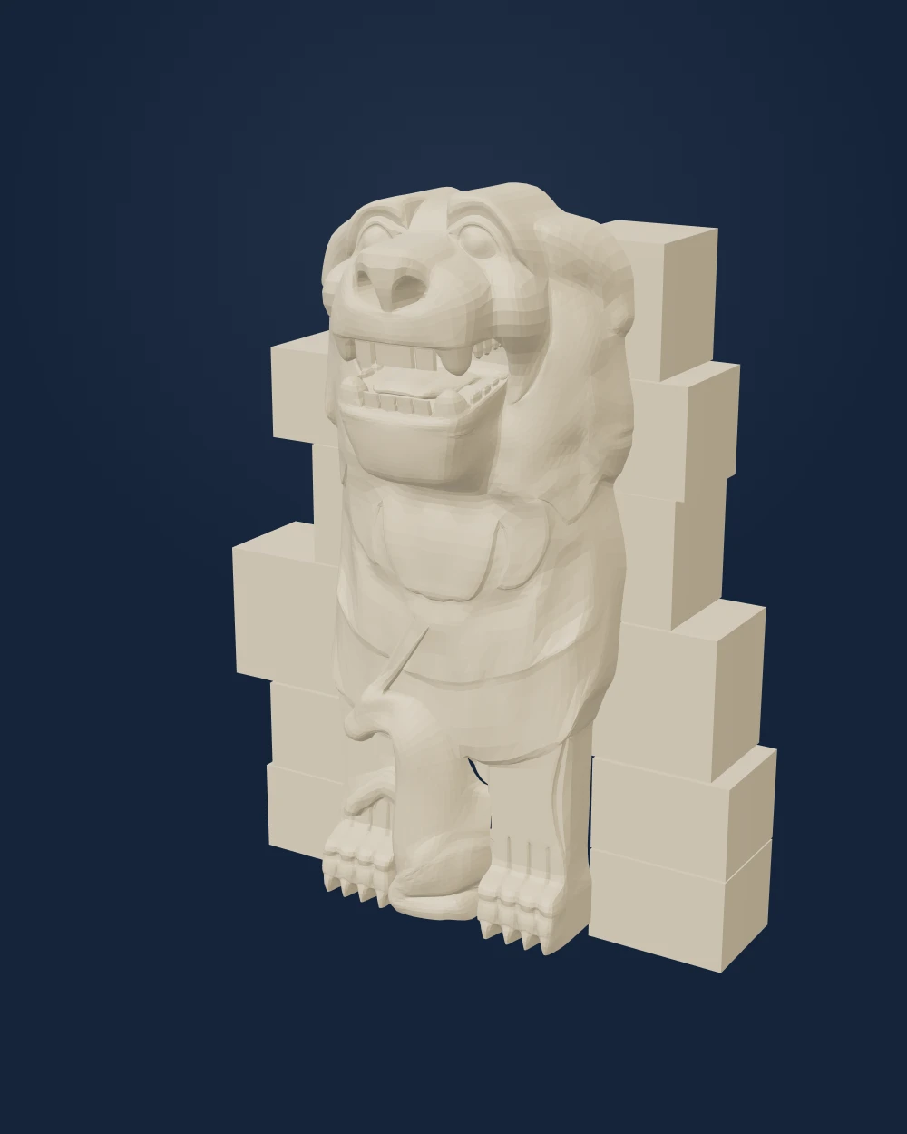 Asad Al-Lat (Lion of Al-Lat) — Unknown Palmyrene sculptor; digital reconstruction by Georges Dahdouh with optimization by Jim Ellis · early 1st century CE original; 2015 digital reconstruction