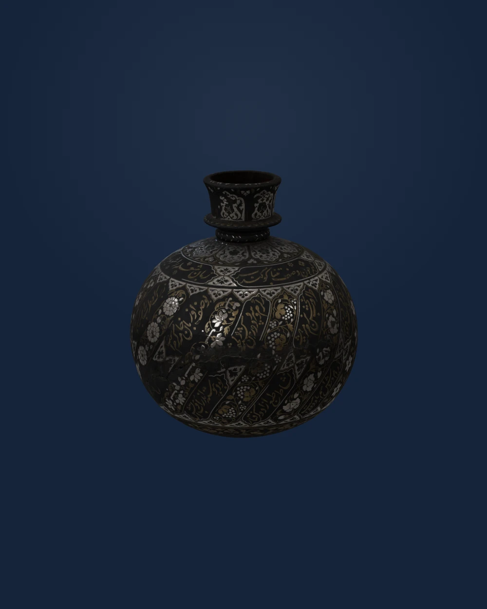 Base for a Water Pipe (Huqqa) with Poetry and Flowers — Asian · early 18th century
