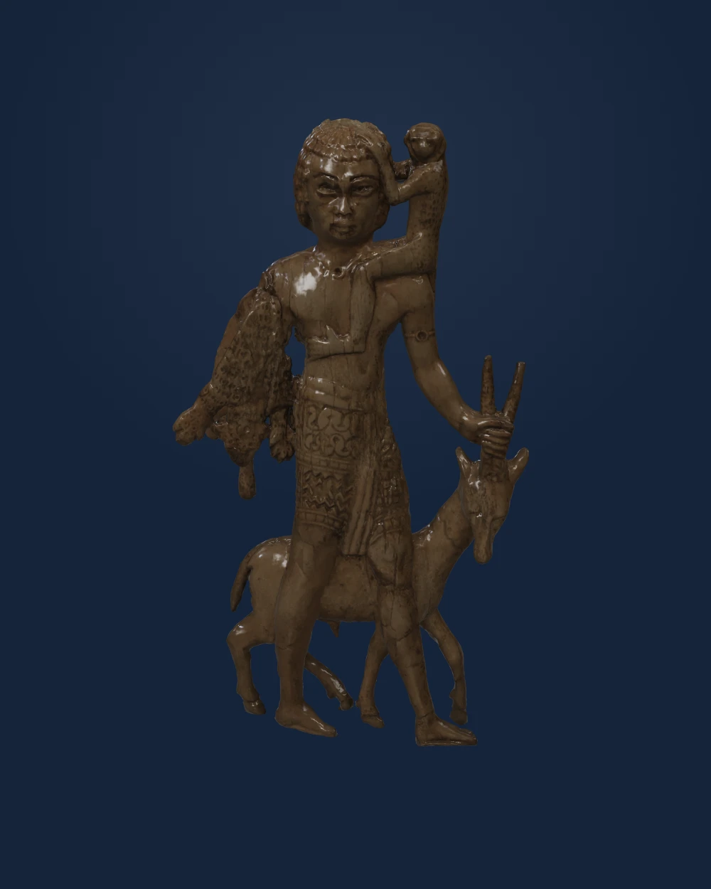 Figure Of A Man With An Oryx, Ivory — Ancient
