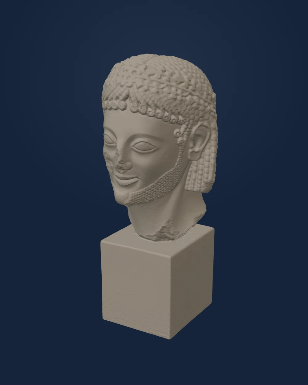 Head of the Rampin Rider, Unknown Archaic Greek sculptor; SMK plaster cast, Plaster — Ancient