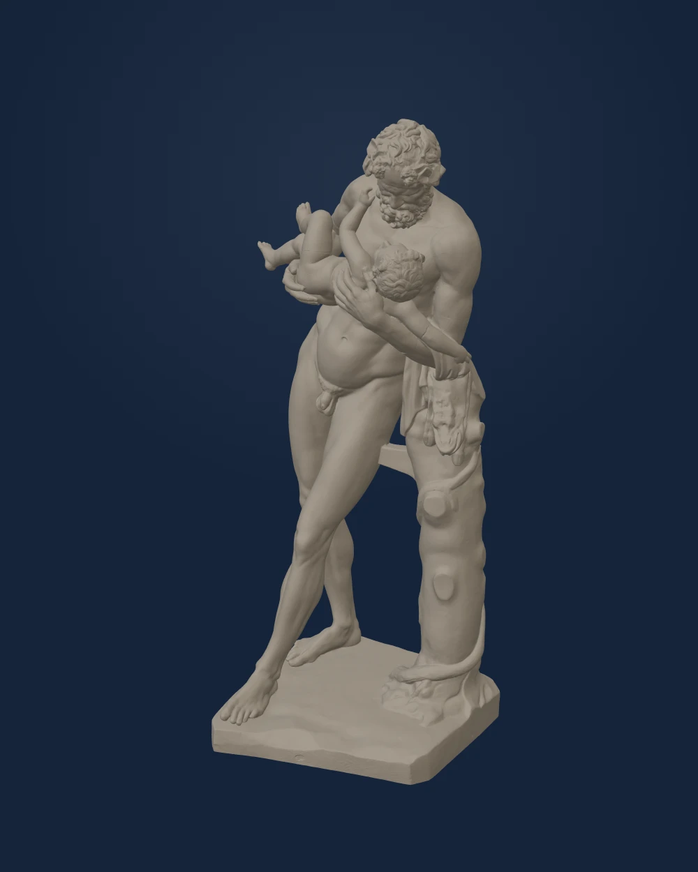 Silenus with the Infant Dionysus, Unknown Hellenistic sculptor; SMK plaster cast, Plaster — Ancient