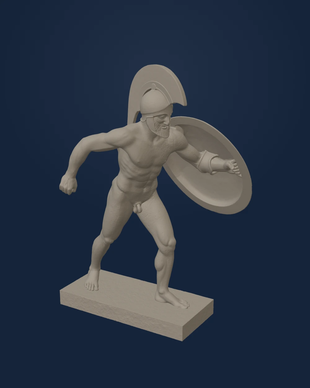 Standing Warrior from the Temple of Aphaia, Unknown Archaic Greek sculptor; SMK plaster cast, Plaster — Ancient