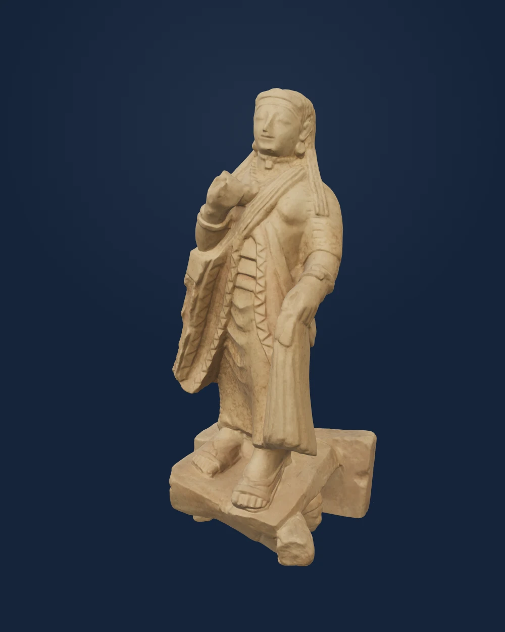 Limestone Figure Of A Woman, Limestone — Ancient