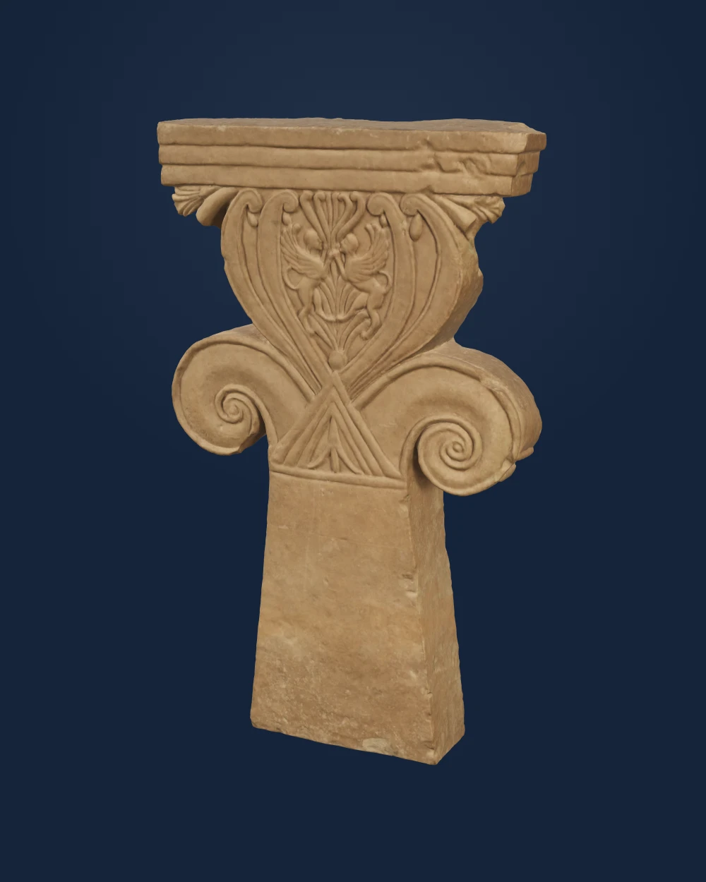 Limestone Funerary Stele Cypriot Capital, Limestone — Ancient