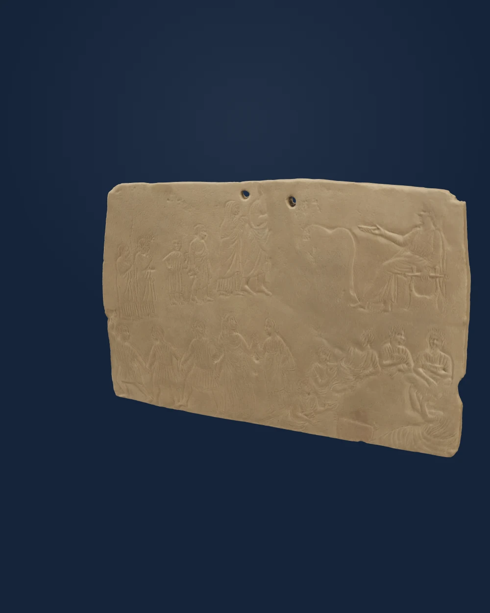 Limestone Votive Relief Banquet Scenes, Limestone — Ancient