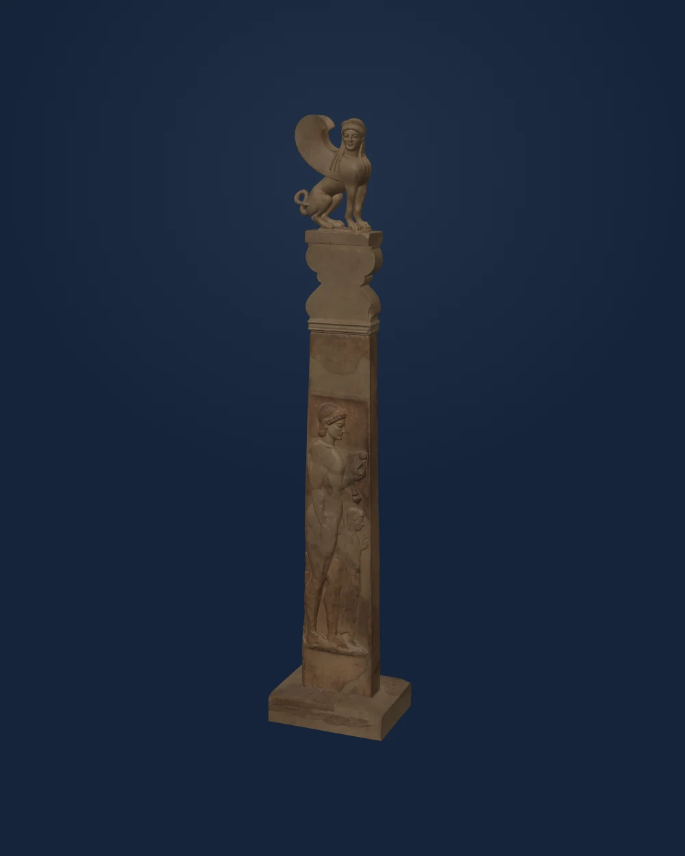 Marble Stele Youth And Little Girl, Marble — Ancient