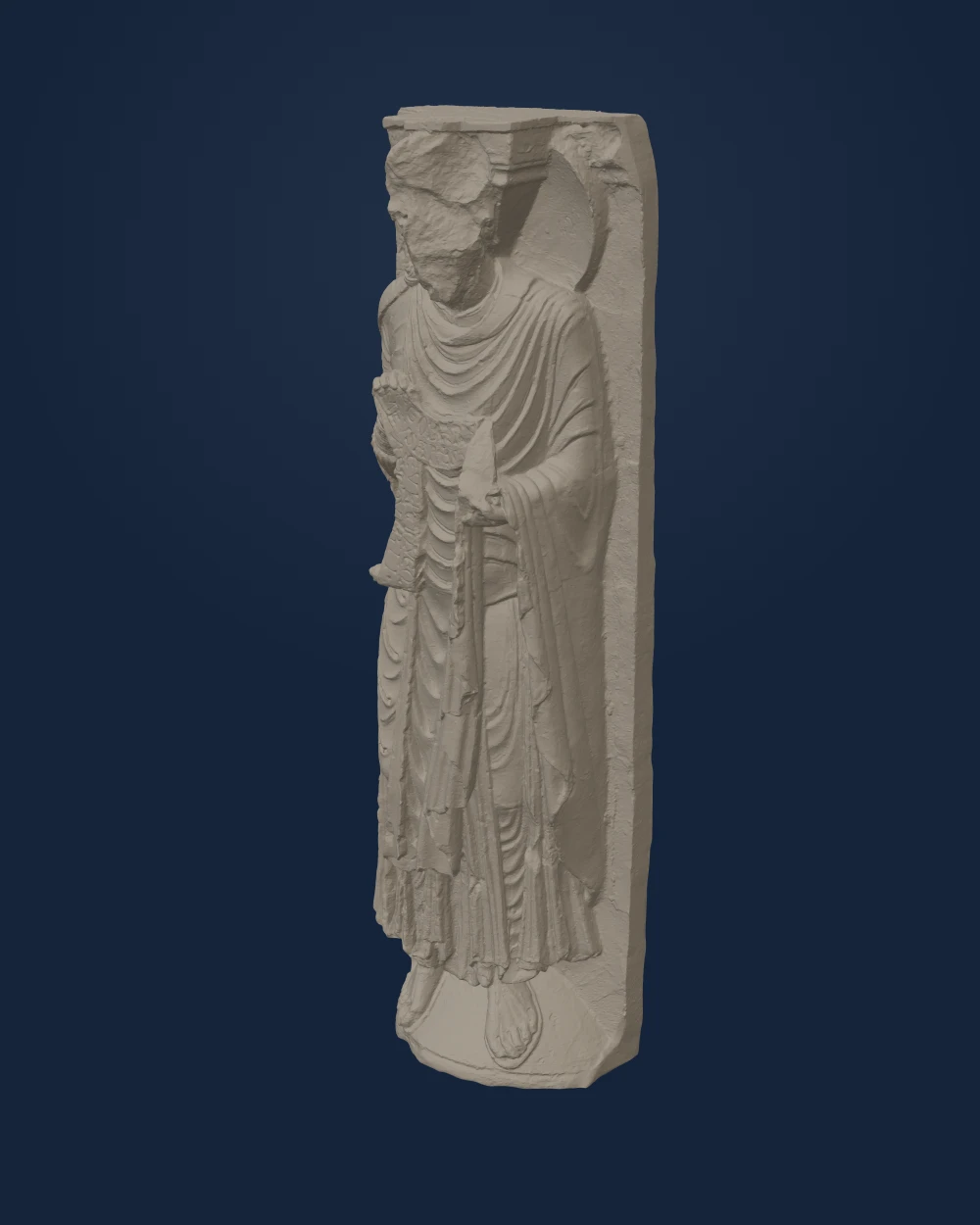 Apostle Bartholomew with an Open Scroll — Unknown Romanesque sculptor; SMK plaster cast · c. 1140–1160