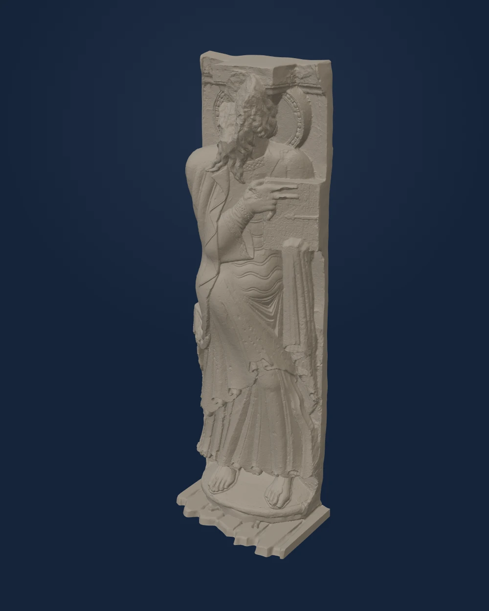 The Apostle Thomas with an Open Book — Unknown French Romanesque sculptor; SMK plaster cast · c. 1140–1160