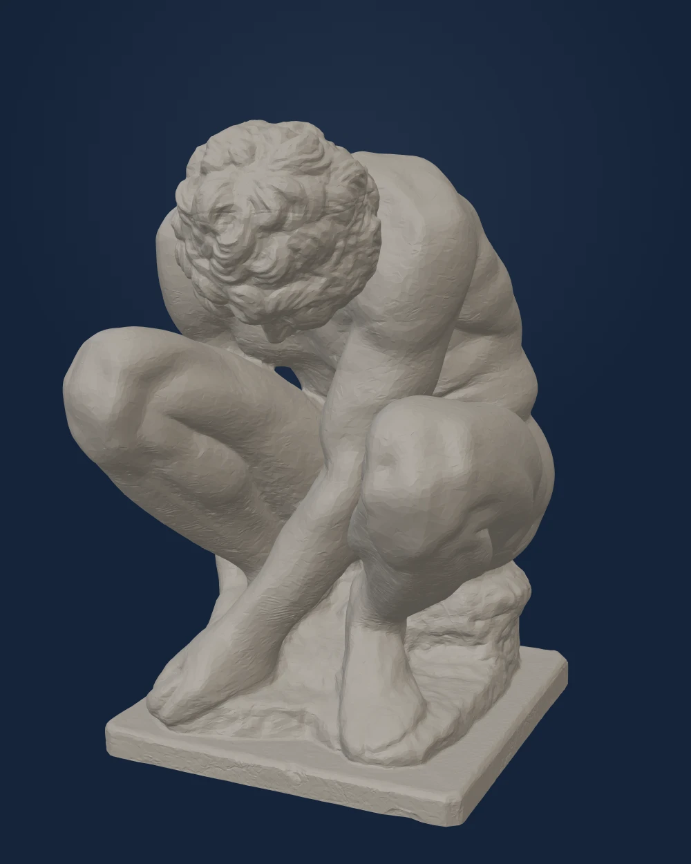 Crouching Boy, Michelangelo, Marble — Renaissance