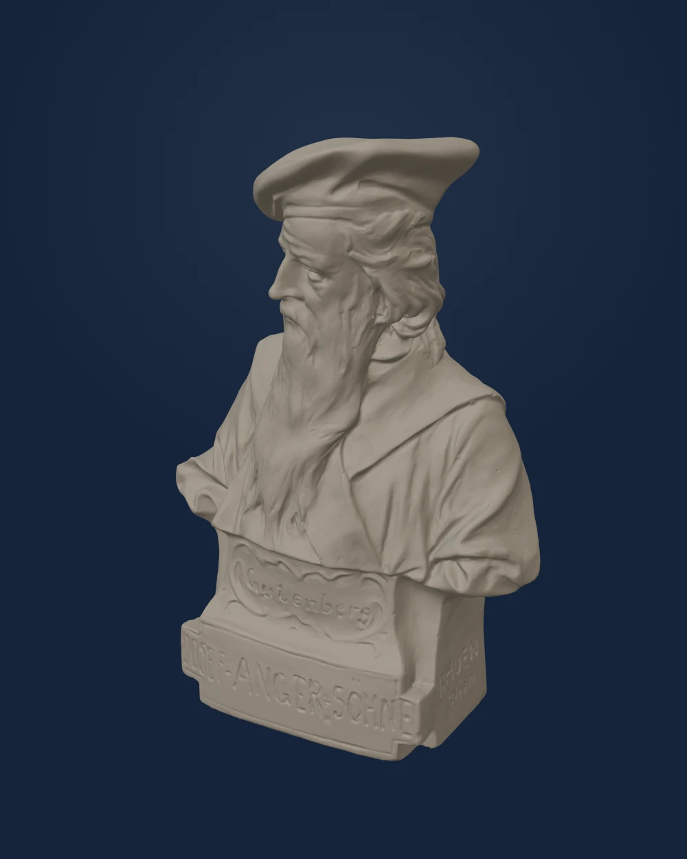 Bust of Gutenberg (Photosculpture) — Josef Anger & Sohne · 19th century