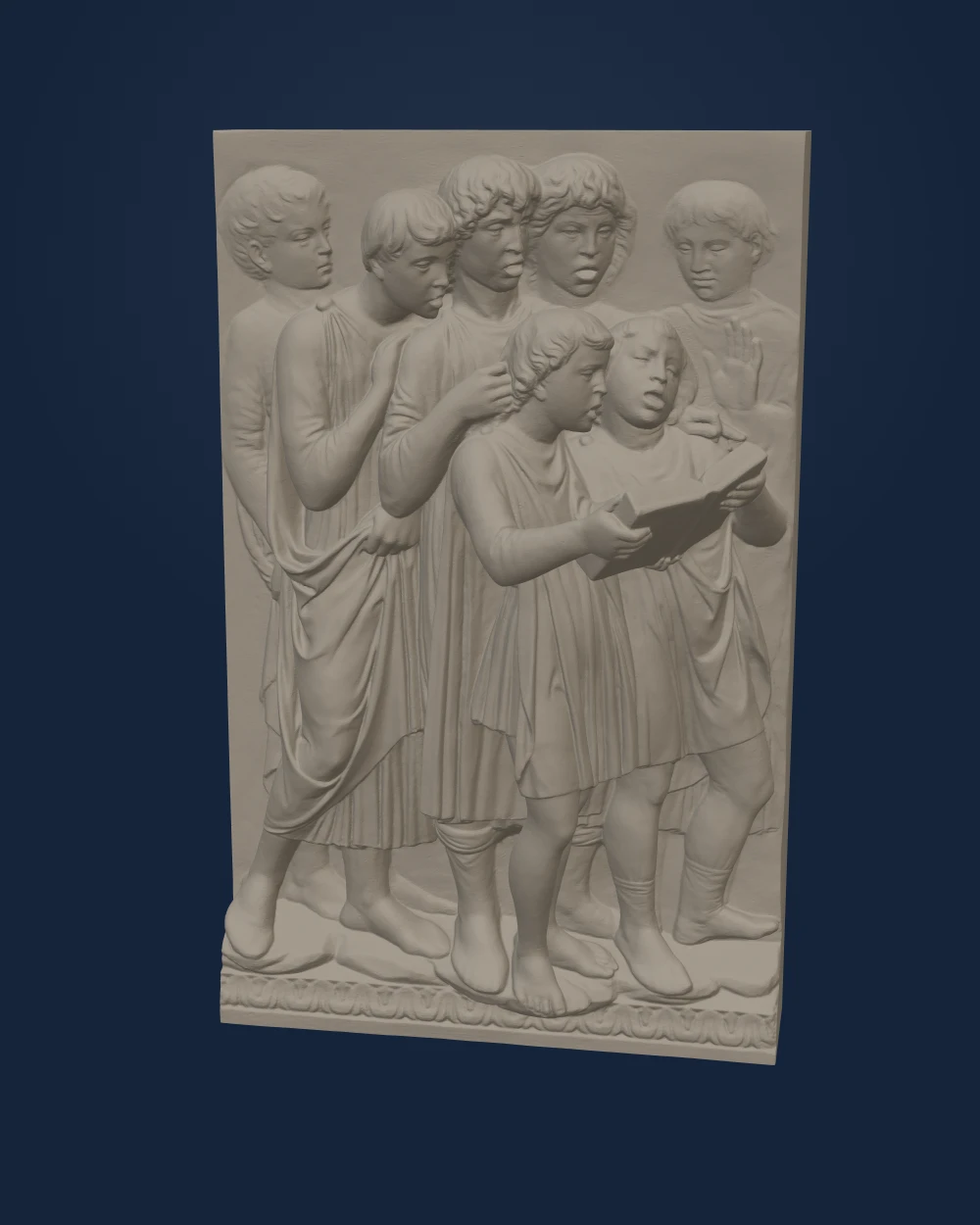 Singing Boys at a Choir Book, Luca della Robbia; SMK plaster cast, Plaster — Renaissance