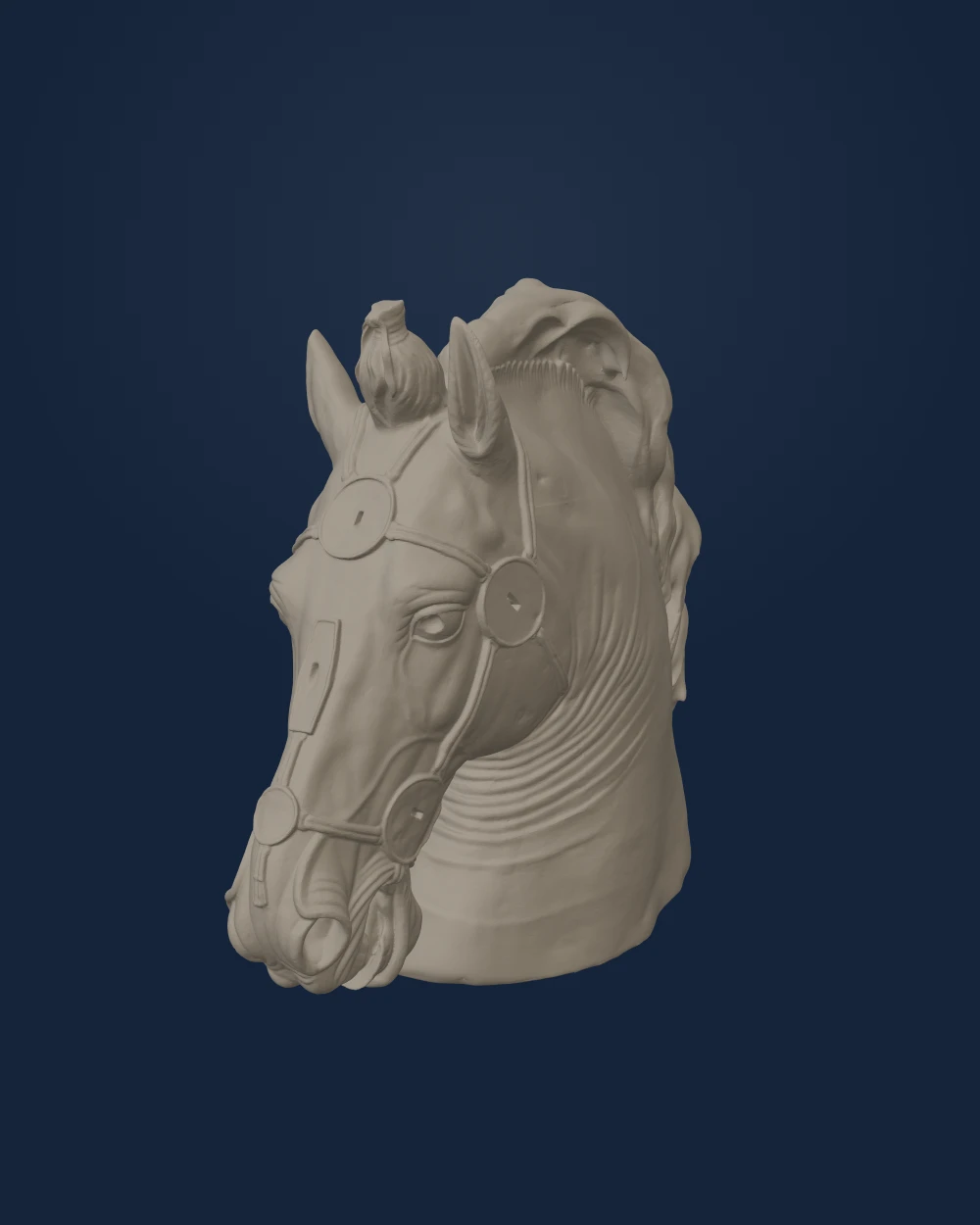 Horse from the Equestrian Statue of Marcus Aurelius, Unknown Roman sculptor; SMK plaster cast, Plaster — Ancient