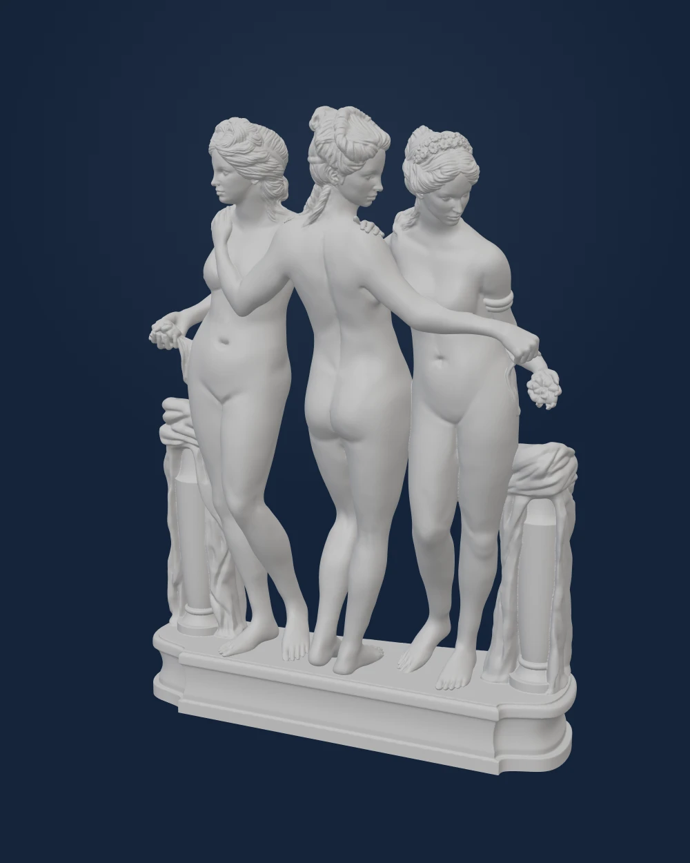 The Three Graces, Unknown Roman sculptor; restored by Nicolas Cordier, Marble — Ancient