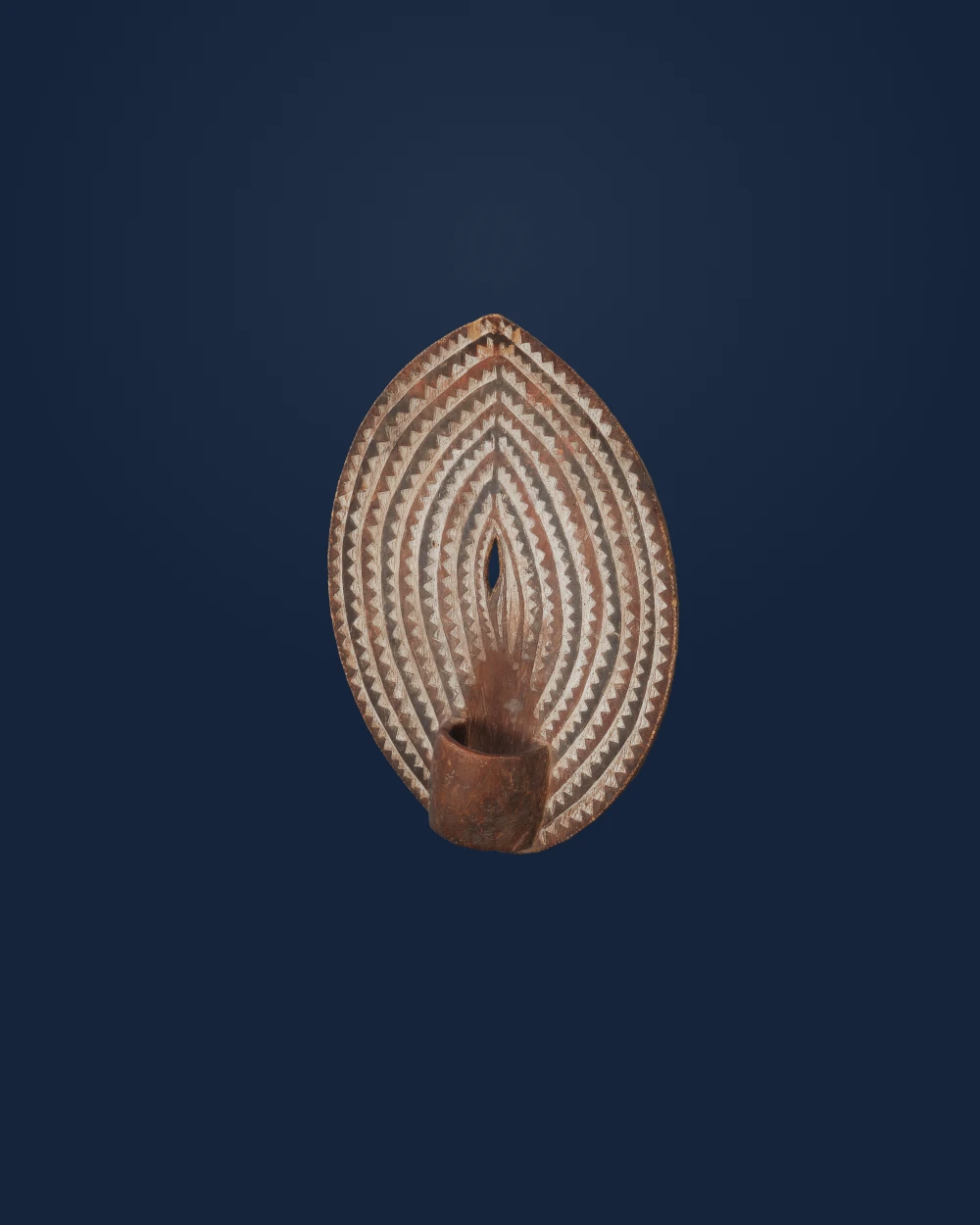 Carved wooden dance shield (ndomi) — Kikuyu artist · mid 20th century